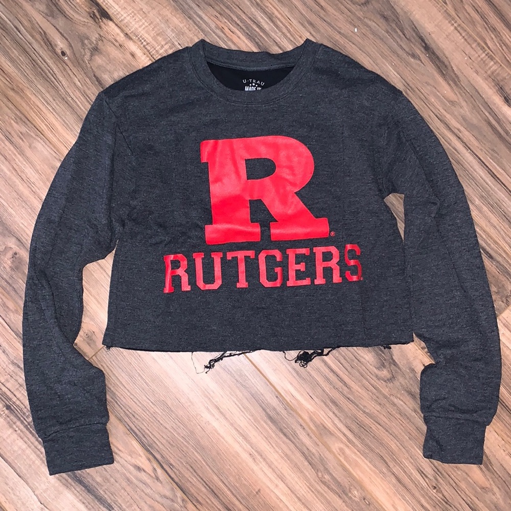 NWT RUTGERS cropped distressed sweater